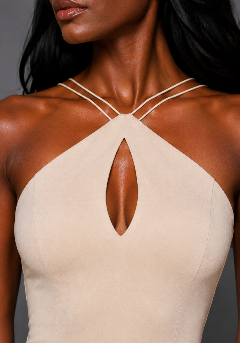 Auralia | High Neck Strappy Stone Maxi Dress
