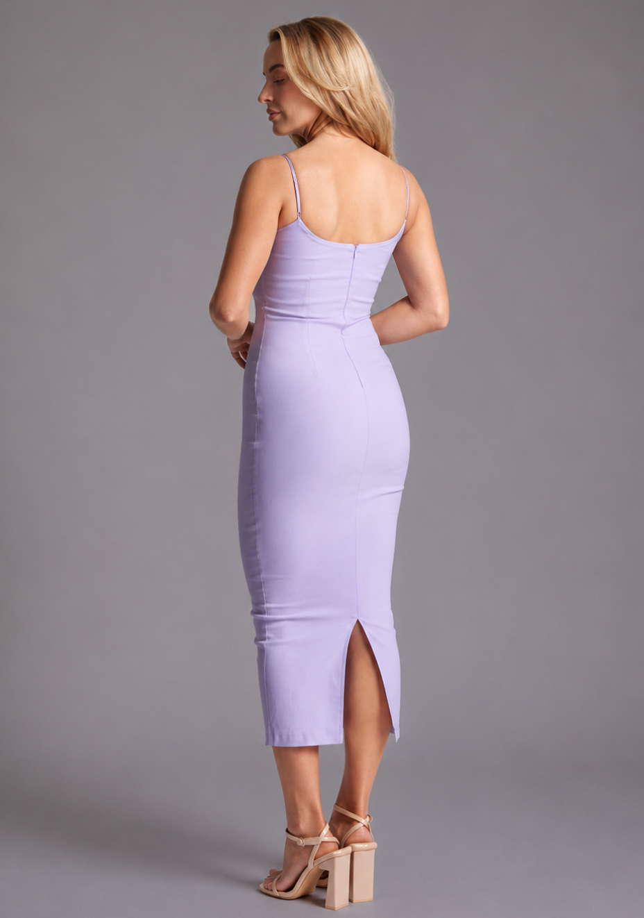 Maddie | Spaghetti Strap Bodycon Lilac Midaxi Dress