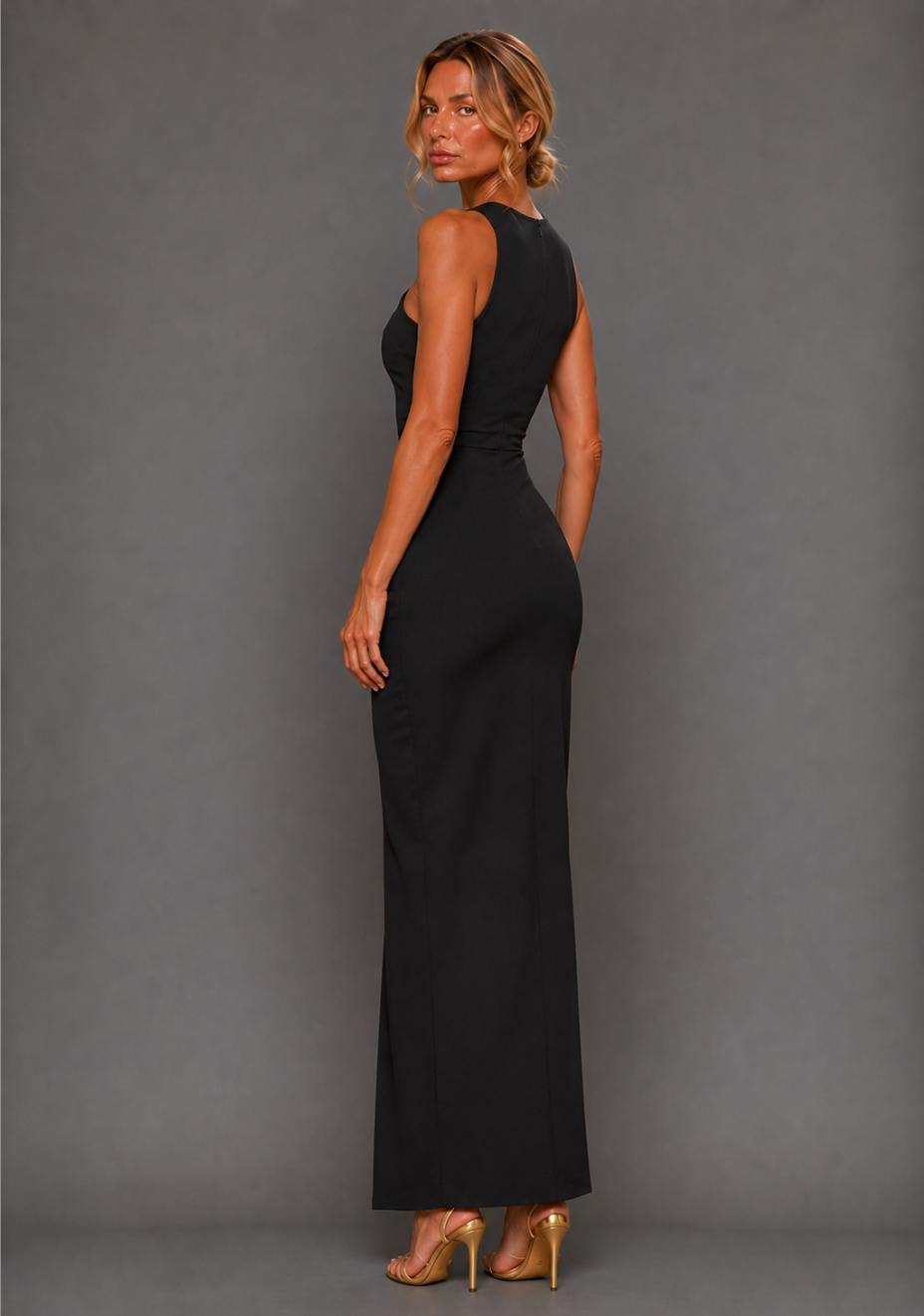 Polly | Asymmetrical Black Maxi Dress