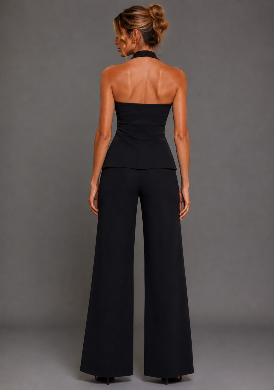 Elton | Wide Leg Black Tailored Trousers
