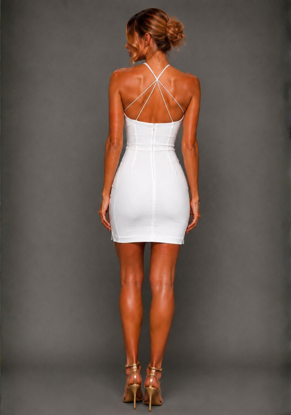 Rumi | Back Strap Detail Ivory Mini Dress