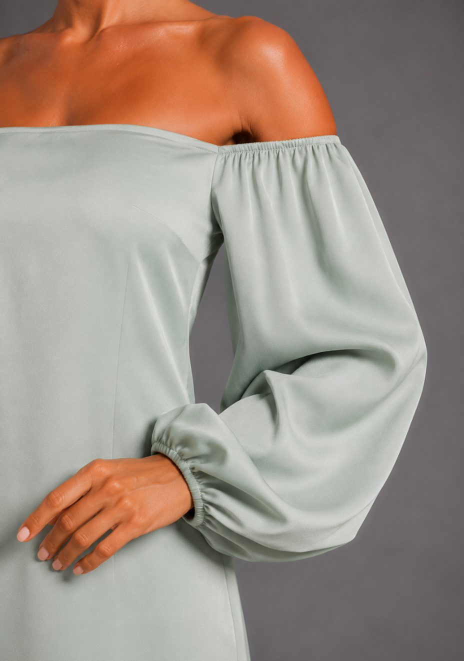 Kirby | Bardot Long Sleeve Sage Mini Dress