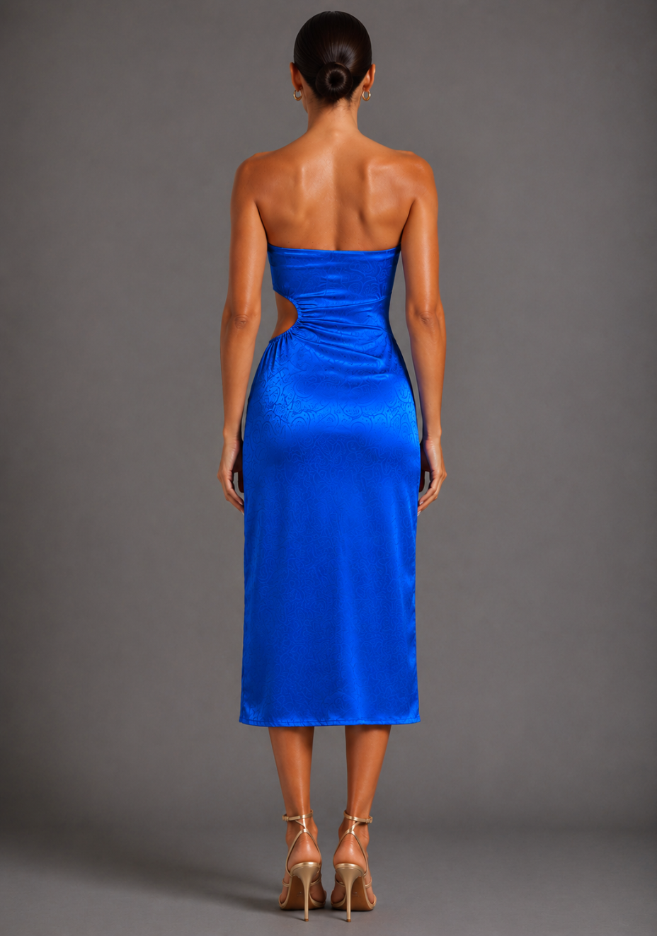 Eaden | Bandeau Cut Out Cobalt Midaxi Dress