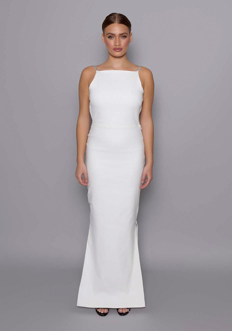 Alba | Open Back Ivory Maxi Dress