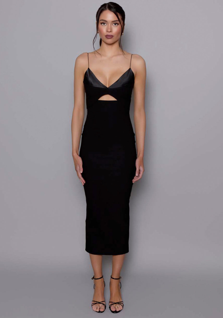 Angelina | Strappy Cut Out Black Midaxi Dress