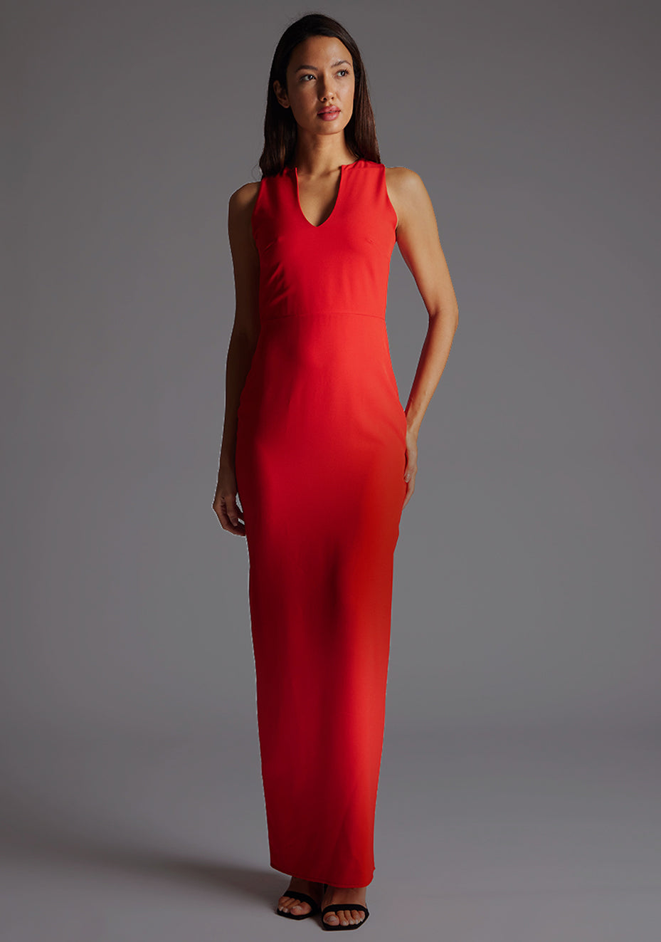Azalea | V-Neckline Red Maxi Dress