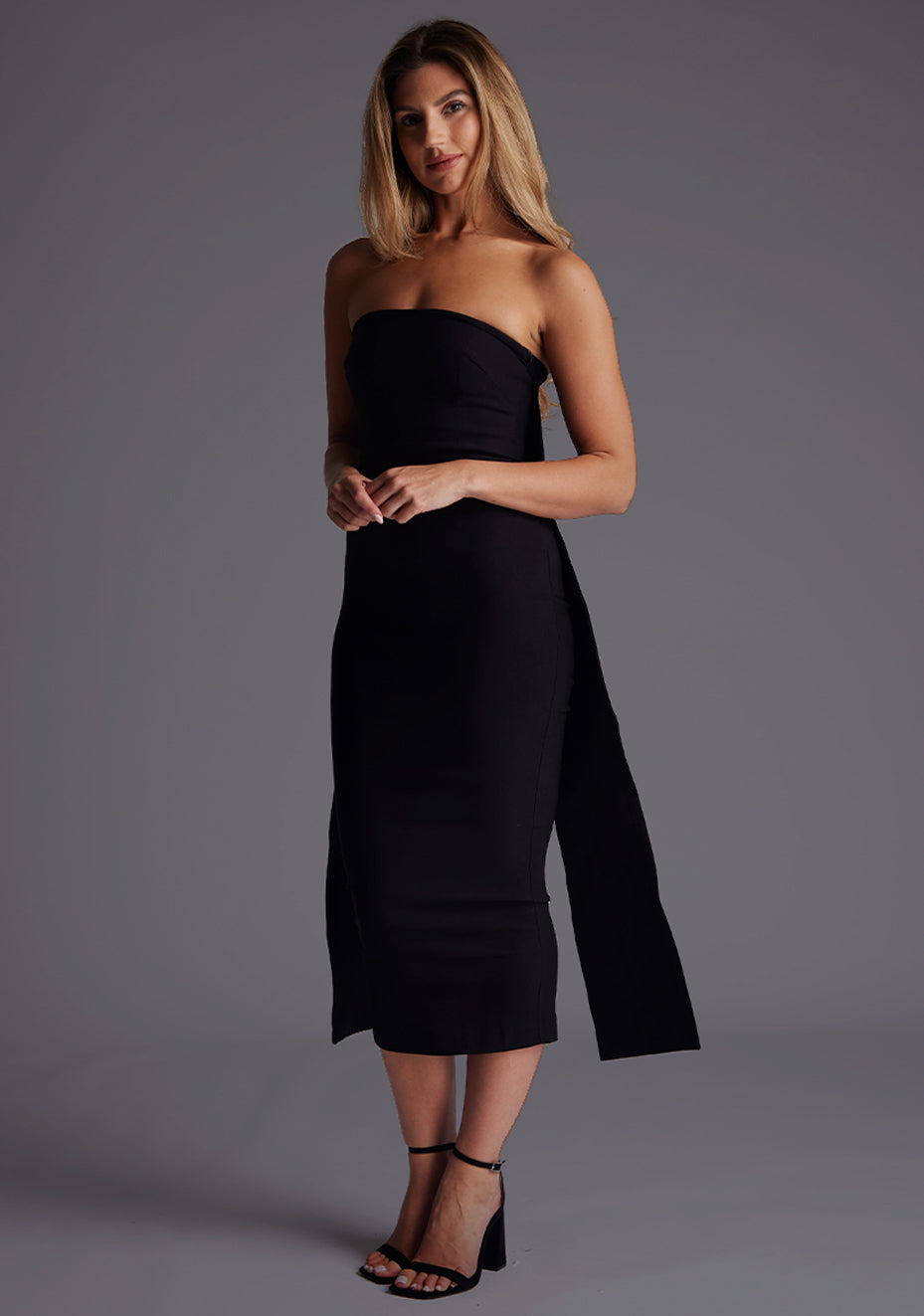 Gabriel | Strapless Black Midaxi Dress