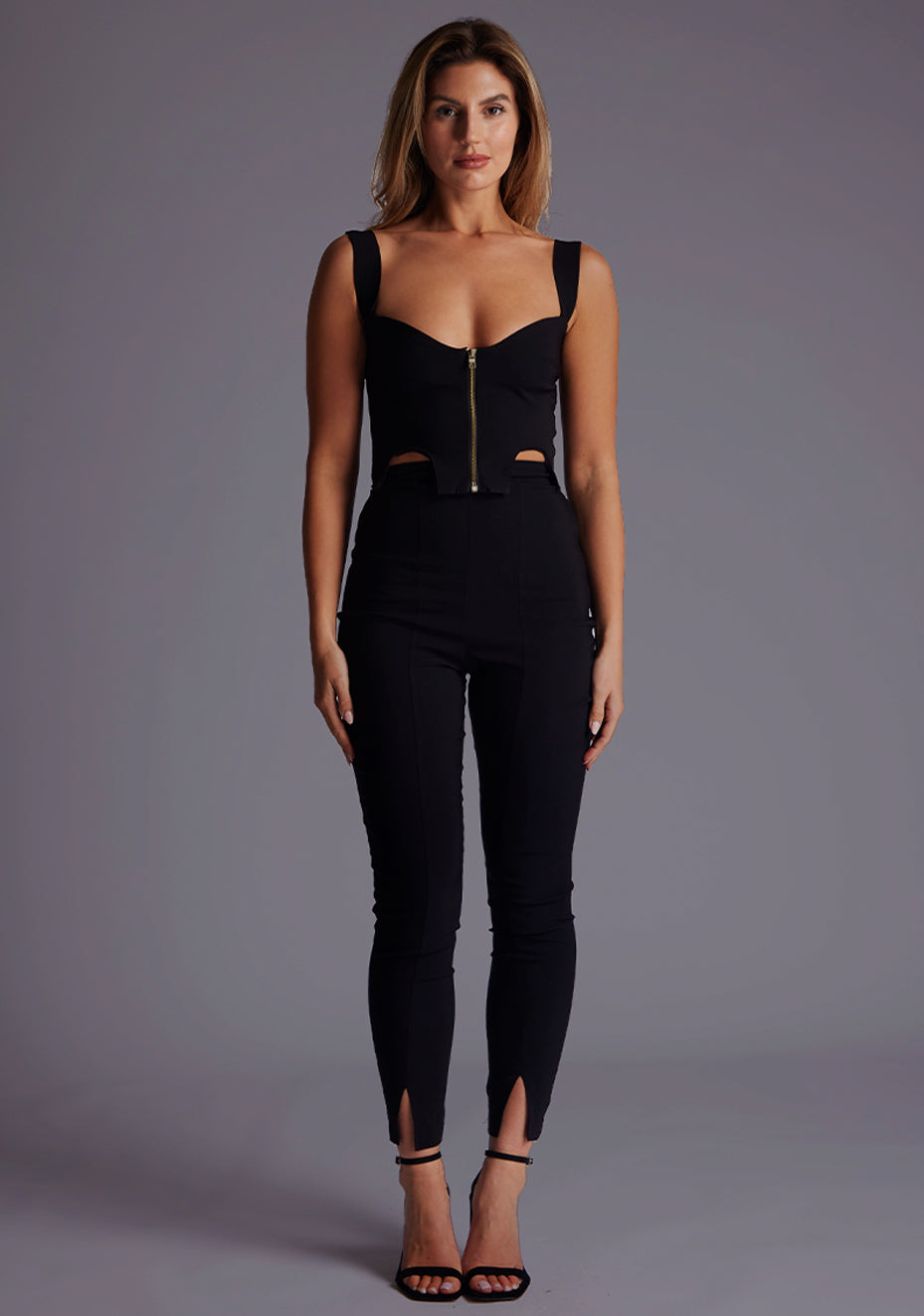 Raven | Slim Leg High Waisted Black Trousers