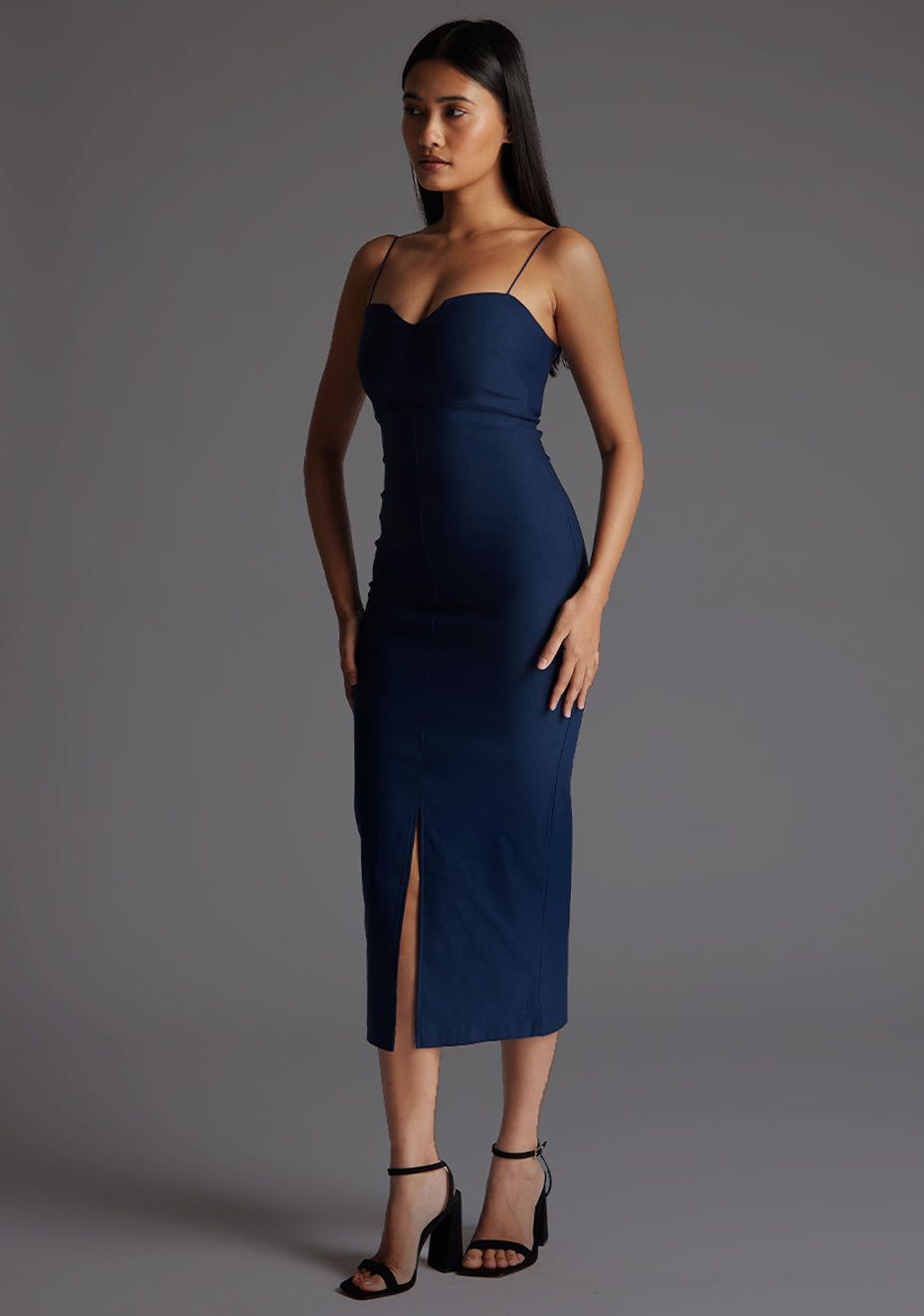 Miren | Strappy Bodycon Navy Midaxi Dress