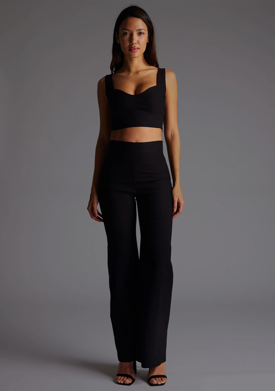 Sky | Sweetheart Neckline Black Crop Top
