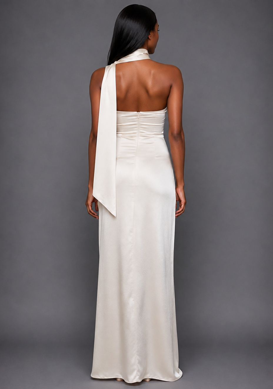 Cordula | One Shoulder Scarf Detail Cream Maxi Dress