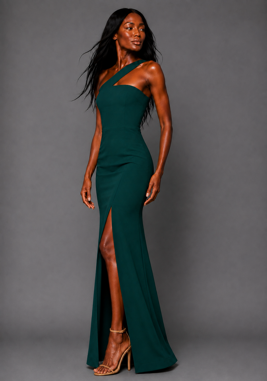 Hayden | Asymmetrical Forest Green Maxi Dress