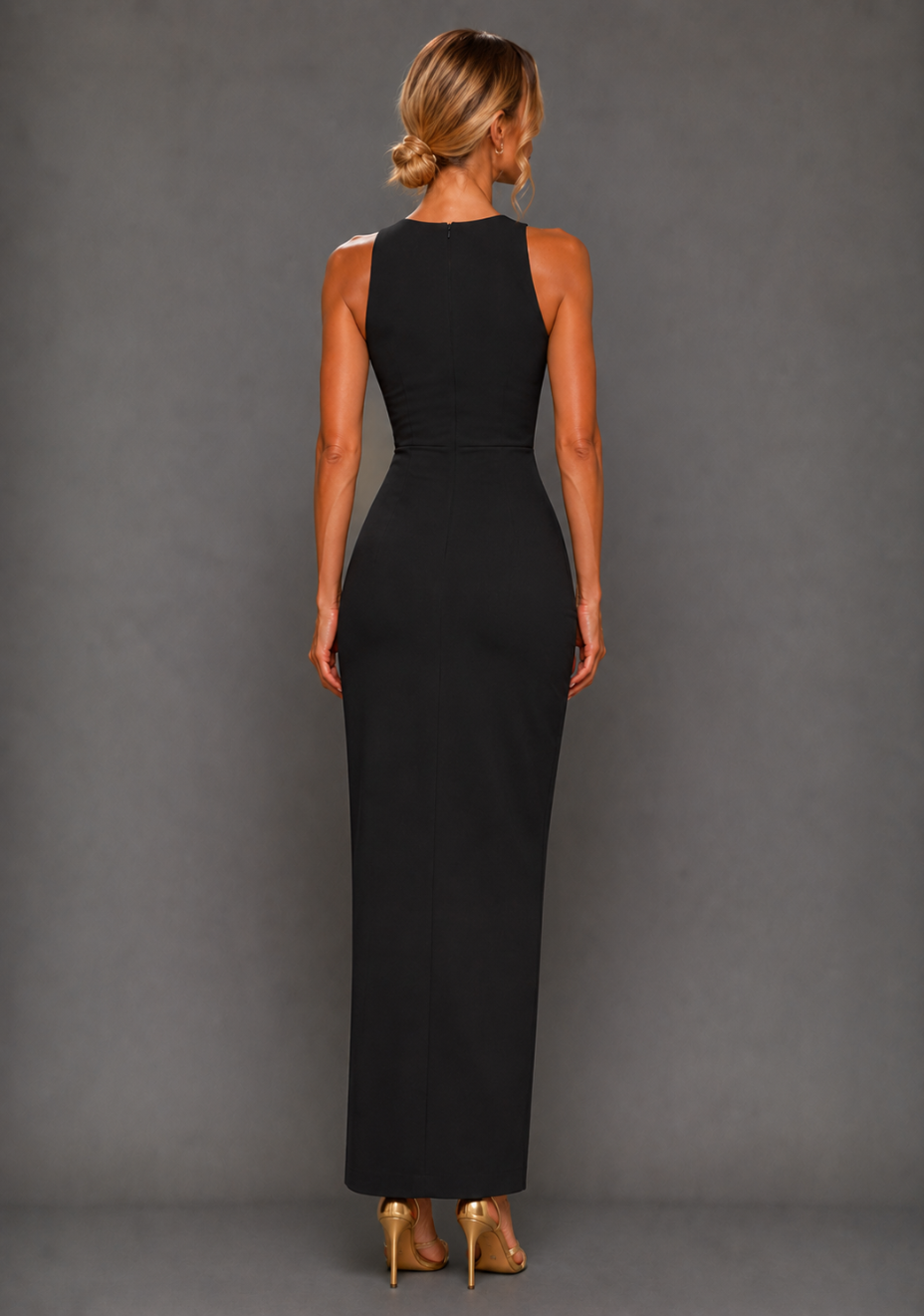 Polly | Asymmetrical Black Maxi Dress