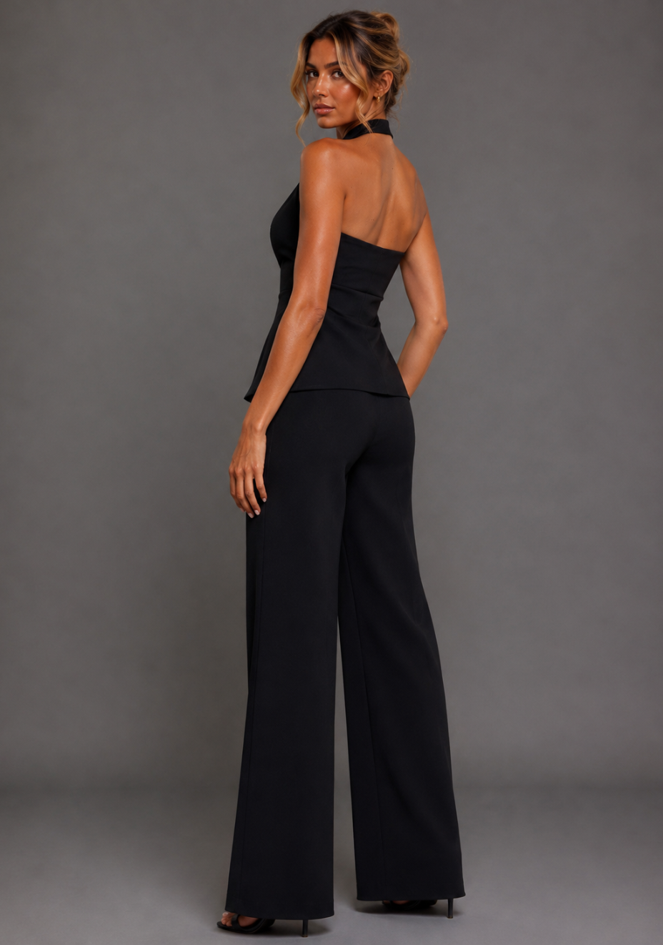 Elton | Wide Leg Black Tailored Trousers