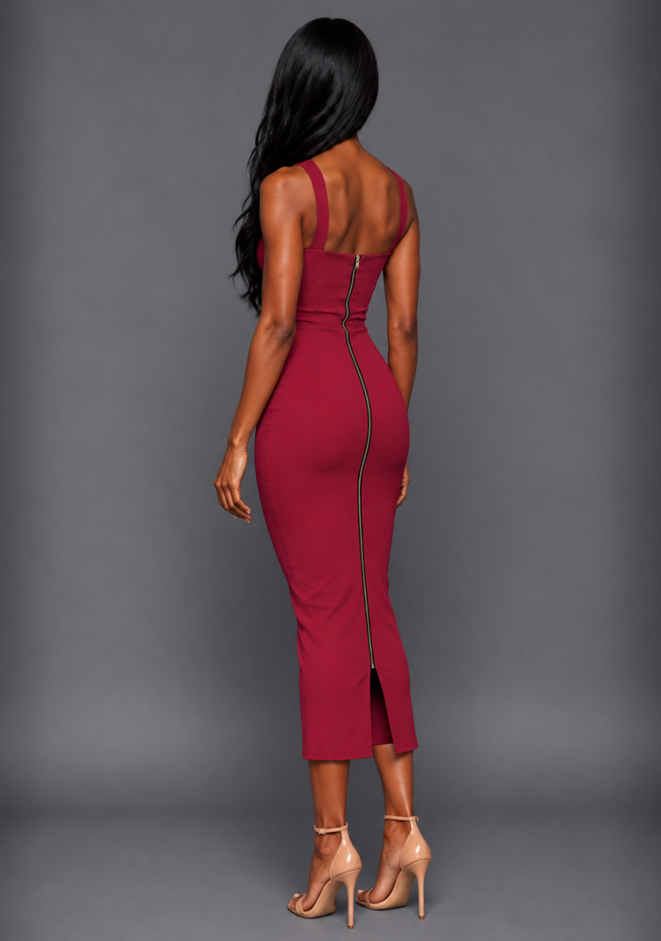 Hudson | Cross Strap Bodycon Raspberry Midaxi Dress