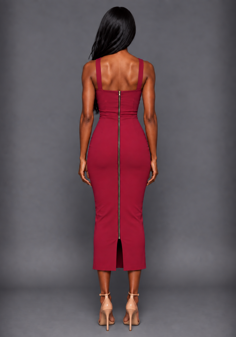 Hudson | Cross Strap Bodycon Raspberry Midaxi Dress