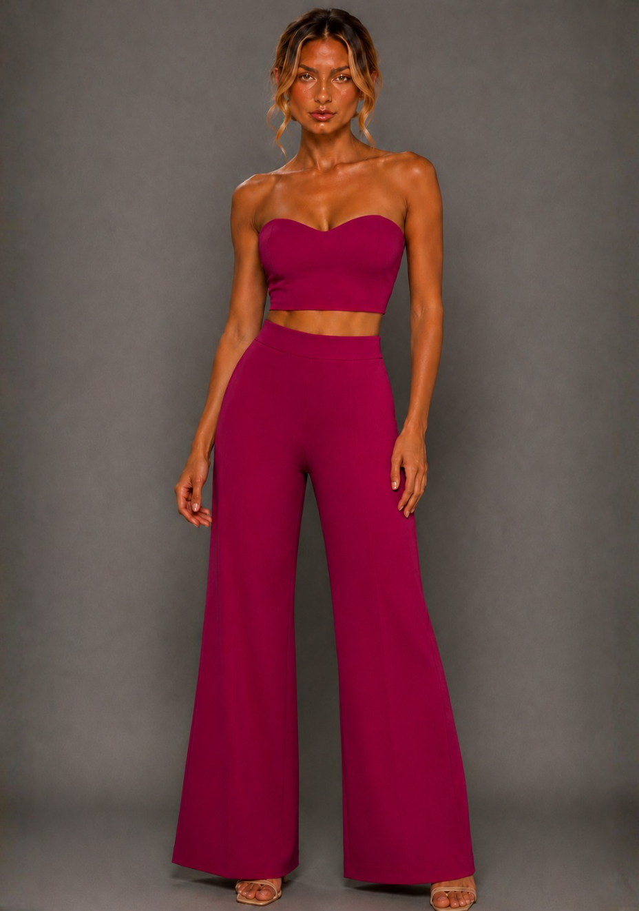 Marty | Magenta Wide Leg Trousers