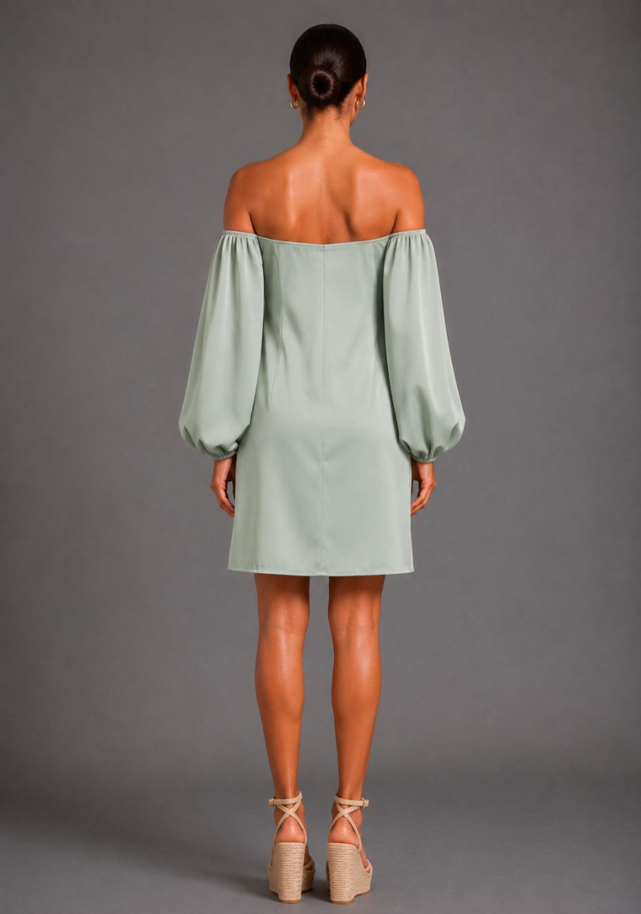 Kirby | Bardot Long Sleeve Sage Mini Dress