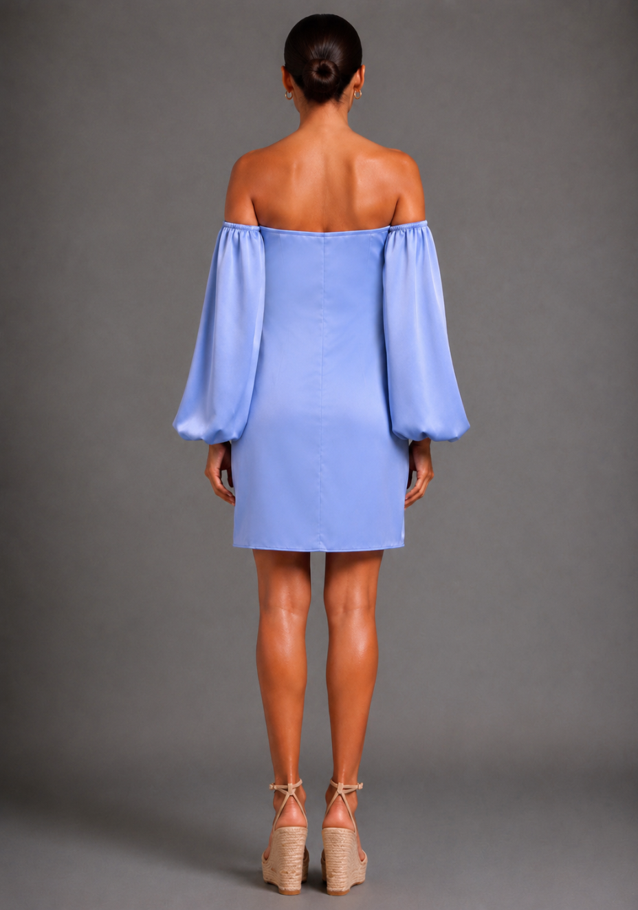 Kirby | Bardot Long Sleeve Blue Mini Dress