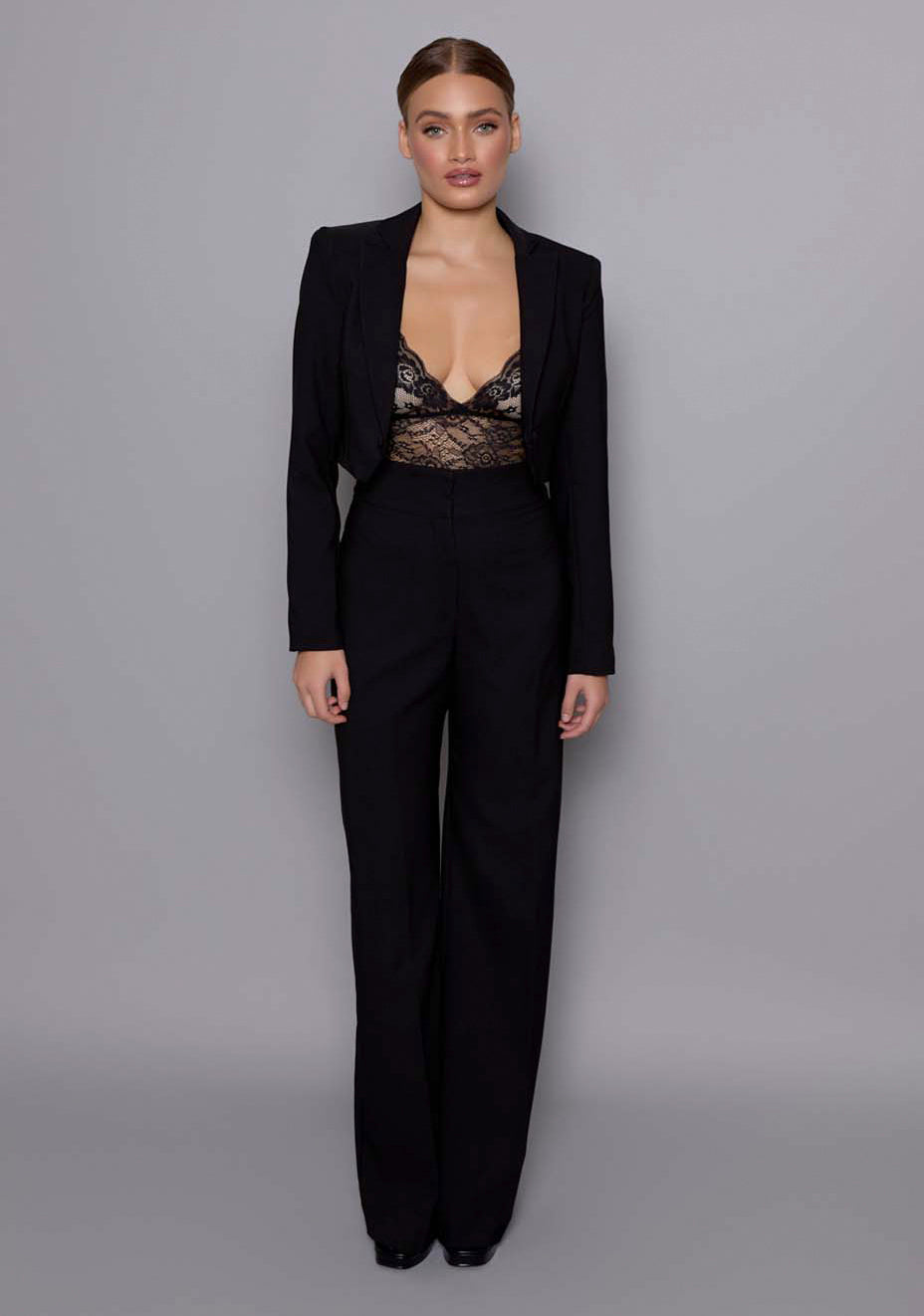 Aria | Cropped Black Tailored Jacket