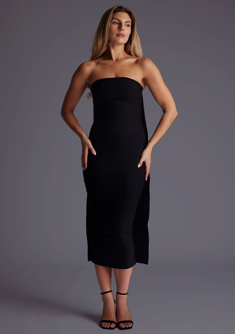 Gabriel | Strapless Black Midaxi Dress