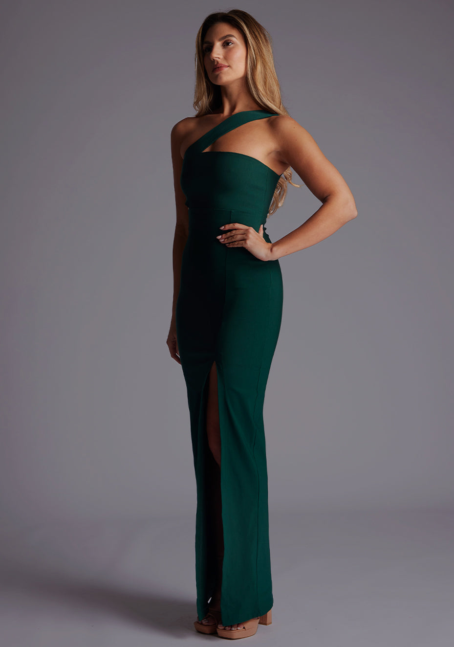 Hayden | Asymmetrical Forest Green Maxi Dress