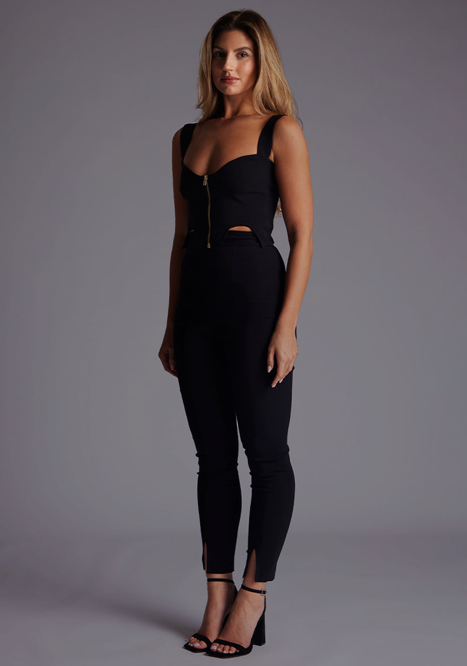 Raven | Slim Leg High Waisted Black Trousers