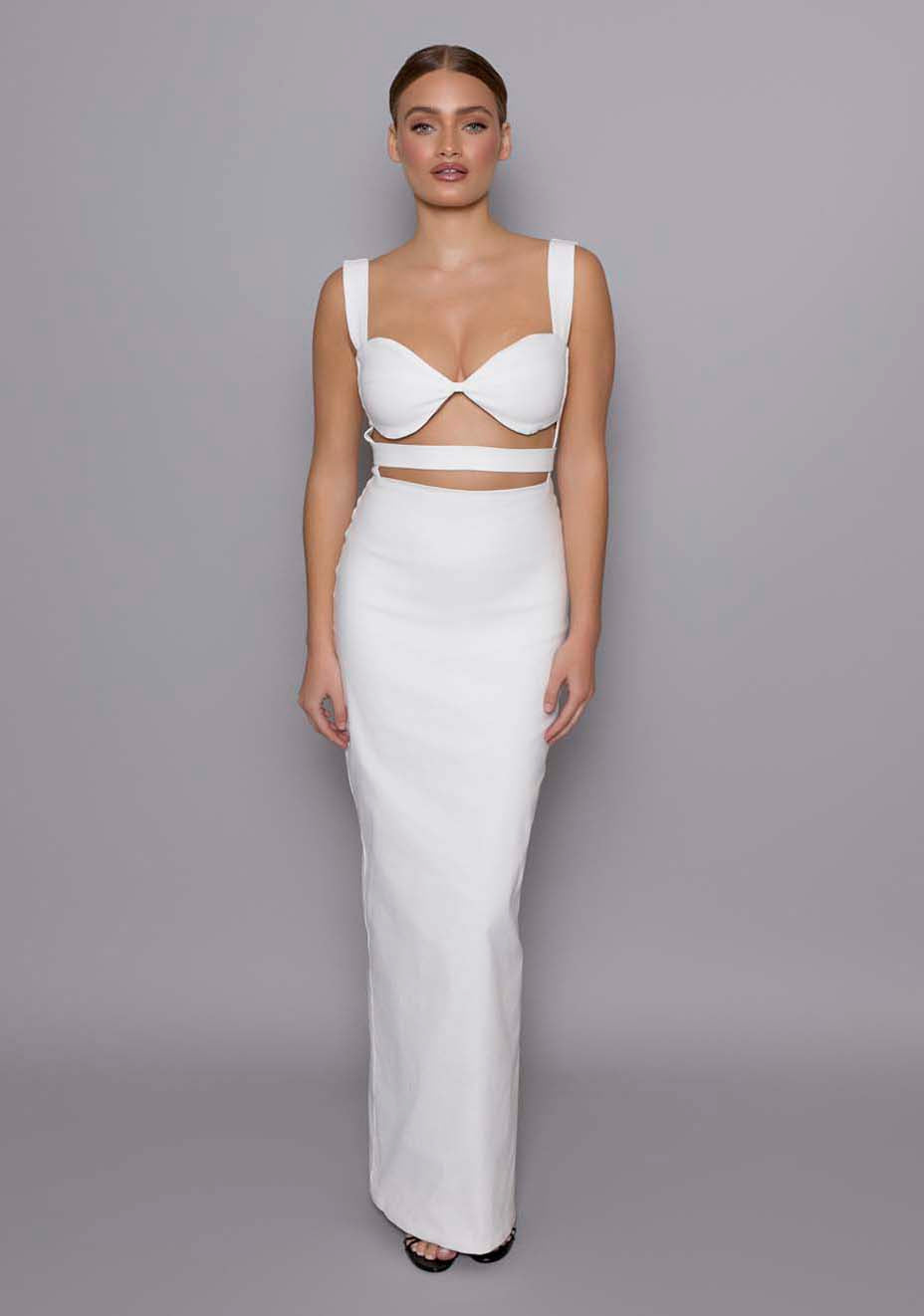 Solene | Cut Out Ivory Maxi Dress