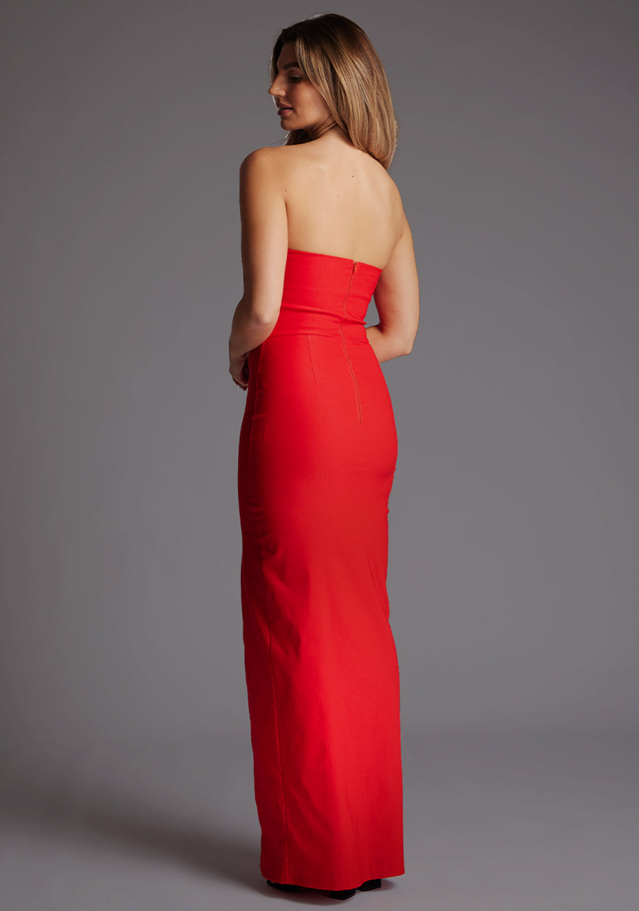 Thyme | Strapless Red Maxi Dress