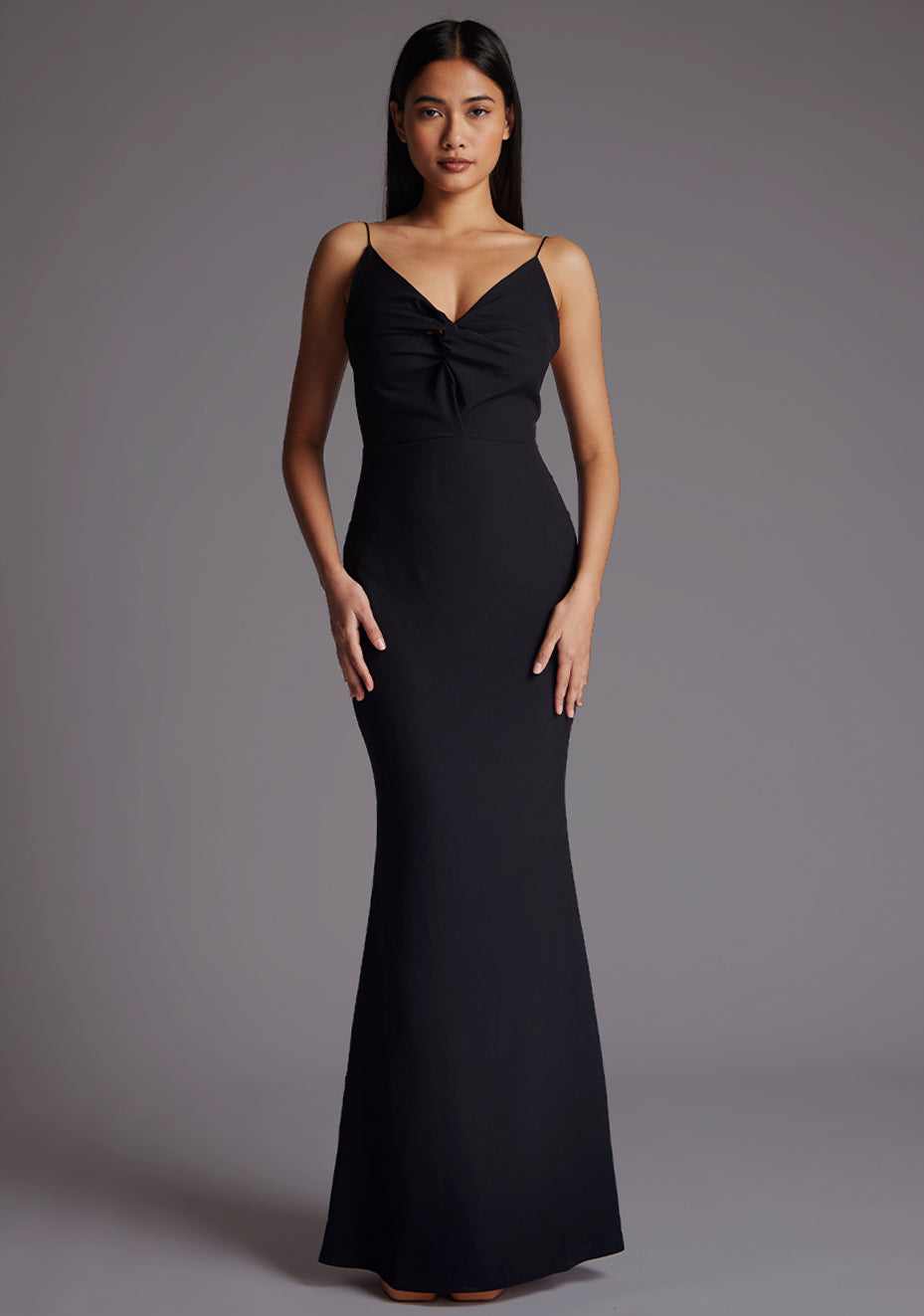Marlowe | Fishtail Strappy Black Maxi Dress