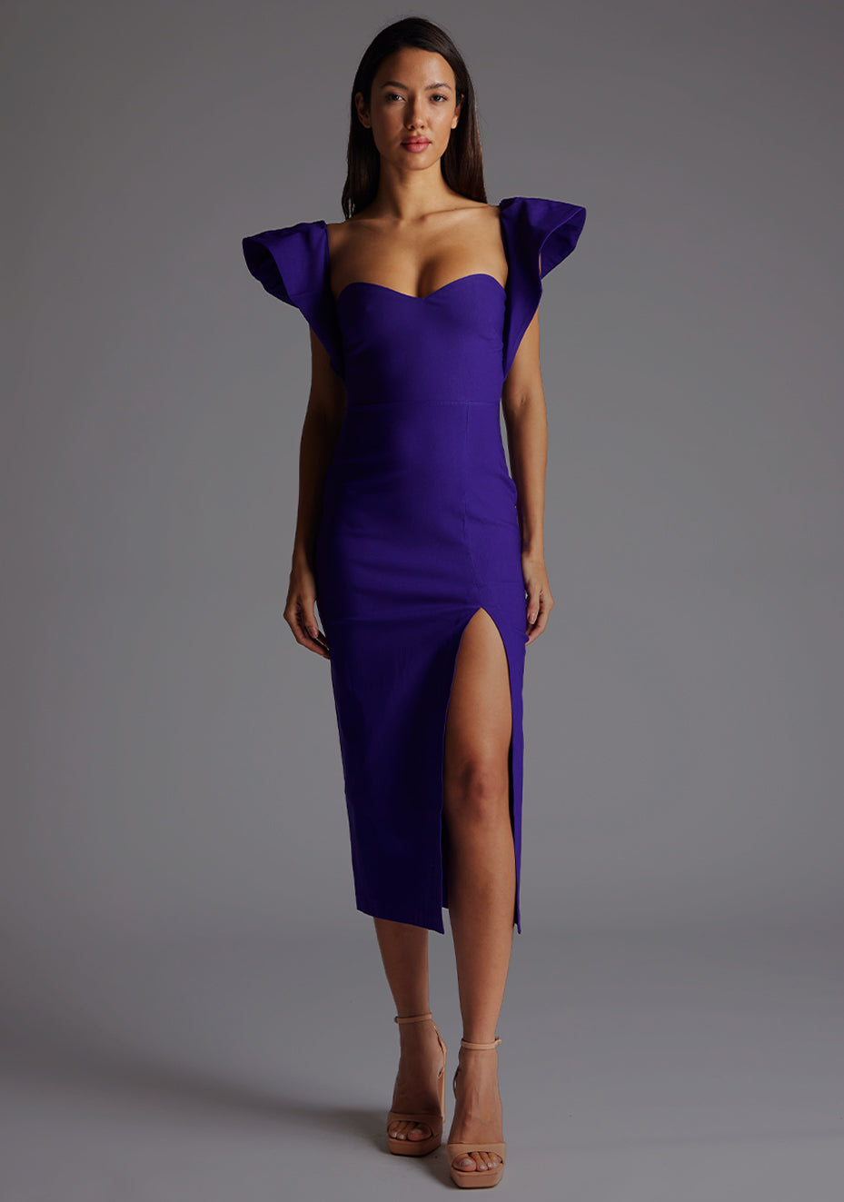 Sunday | Frill Shoulder Purple Midaxi Dress