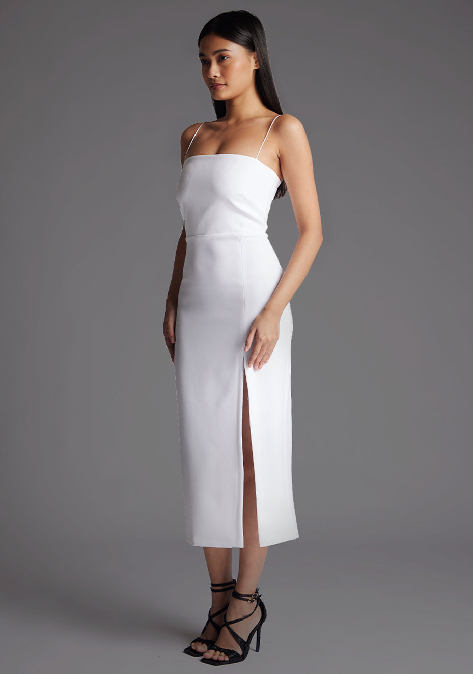 Tate | Cami Strap White Midaxi Dress